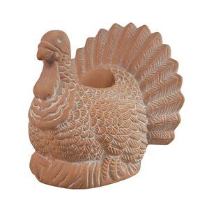 Terra Cotta Turkey Tea Light Holder Holiday Thanksgiving Decor Table Fall Autumn